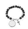 Crafts Gifts Metal Pendants 4 colors Sublimation bracelet Heat Transfer Pendant Rosary bead bracelet Cross Jesus