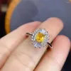 Кольца кластера с натуральным желтым сапфиром, кольцо из стерлингового серебра S925, изысканные модные свадебные украшения для женщин MeibaPJFS