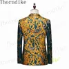 Men's Suits Thorndike Men Mariage Collar Jacket Trousers Waistcoat Male Business Casual Floral Wedding Blazers Coat Vest Pants 3 Piece