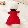 Trajes de gato e traje de cachorro estilo princesa feriado vestido vermelho outono/inverno quente animal de estimação celebração de natal