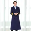 China Southern Airlines Comissária de bordo Casaco de lã feminino tecido de lã inverno comprimento médio engrossado uniforme de sobretudo de aviação