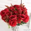 Juldekorationer Autumn Silk Artificial Flowers Rose Wedding Home Decoration High Quality Daisy Bouquet Christmas Party Flowers Arrangement R231106