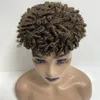 Reemplazo de cabello humano de Virgin Brasileño 15 mm CURL TOUPEE 8x10 Color marrón 4# Unidad de encaje delantero mono para mujeres negras