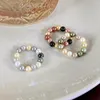 Cluster Rings Minimalist Bohemian Finger Jewelry Multicolor Simulated Pearl Elastic For Women Bead Party Wedding Anillos