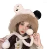 Berets L93F Oversized Furry Hat For Girls Winter Skiing Bear Birthday Gifts