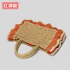2023 Spring/Summer Paper Woven Handheld Women's Bag Beach Vacation Shoulder Bag Small Design Contrast Lace Chain Crossbody Bag 230406
