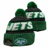 Men Knitted Cuffed Pom New York NYJ Bobble Hats Sport Knit Hat Striped Sideline Wool Warm Baseball Beanies Cap for Women A3