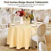 Tischdecke, 70,8 Zoll, beige, runde Tischdecke, knitterfrei, Polyesterstoff, waschbarer Bezug für Esszimmer