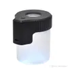 Verre en plastique lumineux LED étanche à l'air stockage pot grossissant récipient de visualisation 155ML récipient en plastique multi-usage boîte à pilules étui à bouteille