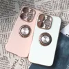 Hybride beplating telefoonhoesje voor iPhone 15 Plus 14 13 12 Pro Max Samsung Galaxy S23 Ultra S22 S21 S20 Note20 S23FE S20FE S21FE Ringhouder Effen Kleur Beugel Achterkant