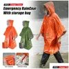 Raincoats Emergency Survival Rain Poncho Thermal Space Blanket Raincoat Heat Reflective Waterproof For Tent Cam L230620 Drop Deliver Dhzle