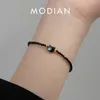 Urok Bracelets Modian 925 Sterling Silver Vintage czarna okrągła kryształowa bransoletka Urocza bransoletka łańcucha kota na imprezę damską Prezenty 230406