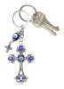 Sleutelhangers Lanyards L Lucky Evil Eye Auto Hangende Ornament Sleutelhanger Sier Cross W/Blauwe Kristallen Steentjes Blauw Wit Zwart Hars Ogen Be Amcdh