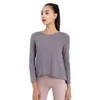 Diseñador Lululemenity Yoga para mujer Otoño e invierno Nuevo Otoño e invierno Deportes Cubrir Slim Fit Camiseta de manga larga Secado rápido Transpirable Lululemen