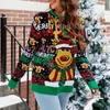 Suéter feminino feio de natal, outono inverno, desenho animado, ano engraçado, festa de feriado, pulôver de natal, tops de malha