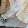 Женские блузки Unireal 2023 Summer Vintage Women Вышивая блузя рубашка с длинным рукавом одиночный белый тюль