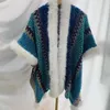 Scarves Bohemia Retro Colored Stripe Tassel Fur Collar Winter Women Scarf Thickened Warm Defend Wind Fashion Versatile Cloak Shawl