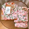 Dames nachtkleding Jungle Tijger Imitatiezijde Pyjama Voor Dames Roze Broek met lange mouwen 2-delig Thuispak Lingerie Kan buiten worden gedragen