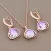 Necklace Earrings Set Fashion Rose Gold Color Drop And Pendant Sets Bridal Unusual Elegant Women's Gift