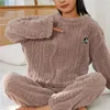 Vêtements de nuit pour femmes Automne Hiver Pijamas Kawaii Cartoon Pyjama Ensembles Femmes Pyjamas Plaid Flanelle Fille Pijama Mujer Costumes De Nuit Homewear