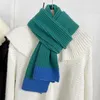スカーフ韓国のパッチワークカラーニットスカーフソフトウール糸ニットネッカチーフ厚い温かい首の保護ユニセックスロング