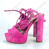 Sandalet ronticool el yapımı kadın platform strappy blok topuk açık ayak parmağı 9 renk ayakkabıları ABD boyutu 5-13