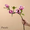 Fiori decorativi Ramo di fiori di magnolia artificiale Bouquet di simulazione di festa nuziale di piante di seta finte per la decorazione del soggiorno di casa