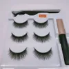 3 Pairs Magnetic Eyelashes False Lashes Liquid Eyeliner Tweezer eye makeup set 3D magnet False eyelashes No Glue