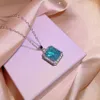 Square Paraiba Tourmaline Jewelry set 925 Sterling Silver Wedding Rings Earrings Necklace For Women Bridal Engagement Jewelry