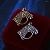 Brooches European American Aristocratic Retro Horse Head Racing Brooch Men's Riding Clothing Accessories Badge