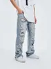 Herrenjeans Straßenbekleidung Jeans mit weitem Bein Herren gerader Fuß lange Hose blaue Jeans Y2k Herrenjeans zerrissene Jeans Herrenbekleidung Denim 230406