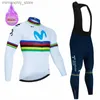 Rowerowe koszulki Sets Movistar Winter Thermal FeCe Jersey Set Set Sports Drużyna Rowerowa Rower MOUNTian Rowerc Ubranie Ropa Ciclismo Invierno Hombre Q231107