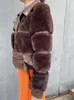 Women's Fur Faux RR1485 Fox Coats with Pu Leather Polsvin Eco Jacket Outwear Luxury Women Winter Slim Warmer 231106