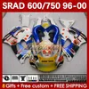 Motorcykelmässor för Suzuki Srad GSXR 750 600 CC 600cc 750cc 96-00 168no.62 GSXR750 GSXR-600 96 97 98 99 00 GSX-R750 GSXR600 1996 1997 1998 1999 2000 BODY PEPEPHONE BLKK