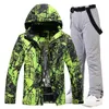 Other Sporting Goods Men's Warm Colorful Ski Suit Snowboarding Clothing Winter Jackets Pants for Male Waterproof Wear Snow Costumes -30 HKD231106