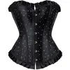 Bustiery gorsets kobiety Corselet Rhinestone satyna seksowna koronkowa koronka w górę Boned Top Corset Brocade plus size S-6xl