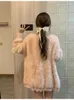 Women's Knits 2023 Autumn Faux Fur Knitted Coats Women Casual Outwear Korean Style Warm Jacket Office Lady Elegant Clothing Chic