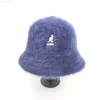 カンゴルの女性のバケツハットウサギ毛皮の帽子の女性暖かさの個性トレンドカンガルー刺繍暖かい漁師帽子Y220818