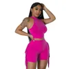 2023 Designer Summer Women Tracksuits Sexy Sleeveless Round Neck Tank Top Vest And Shorts With Tassel Two Piece Set Outfits