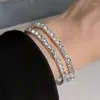 Länk armband 5st/set glänsande kristall elastisk strass tennis för kvinnor flickor lyx zirkon armband armband brud bröllop smycken