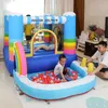 Uppblåsningsbart studshopp Hoppande slott Playhouse for Kids Toddlers utomhus inomhusparty med bollgrop Blow Up Jumper Rainbow Theme Bouncer Combo Small Toys