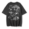American Vibe Grailz Staple Geometrischer Kartendruck Sommer Baumwolle Lose Herren Kurzarm T-Shirt Mode