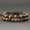 Urok Bracelets Noter Natural Drewniana bransoletka dla mężczyzn 2 szt./Zestaw Braclet Homme 8mm Onyx Tiger Eyes Braslet Stone punka Pulseira Hombre Joias