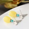 Dangle Earrings Manually Set The Natural Beeswax Thai Silver Eardrop Tassel Butterfly Retro 925 Sterling