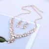 Bride Set Chain Leaf Pearl Necklace Earrings Korean Wedding Dress Two Piece