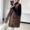 Damesvesten imiteren schapen lamslam haar buitenkleding vest huid één lichaam all-match trekstring losse herfst en winter instelling