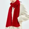 Scarves Pure Wool Scarf For Women Winter Knitted Solid Warm Luxury Cashmere Long Shawl Korea Fashion Diamond Hollow Soft Wraps