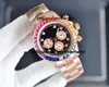Luksusowy zegarek Ceramiczny Chronograf 116598 40 mm ETA7750 Automatyczne mechaniczne męskie zegarki gumowe 904L Sapphire Wodoodporna tęczowa ręka