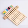 Disposable Toothbrushes Disposable Toothbrush El Natural Bamboo Handle Rainbow Soft Bristles 10 Colors Cleaning Supplies Cepillo De Di Dhamp