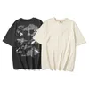 American Vibe Grailz Staple Geometric Map Print Summer Cotton Loose Men's Short Sleeve T-shirt Fashion